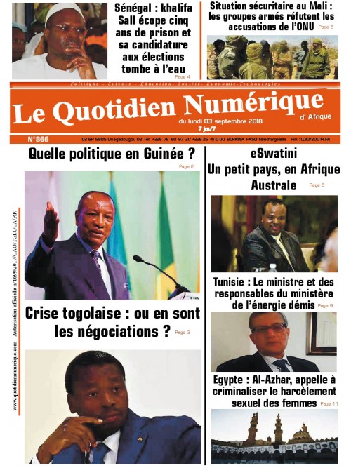 QUOTIDIEN NUMERIQUE D AFRIQUE
 03/09/2018