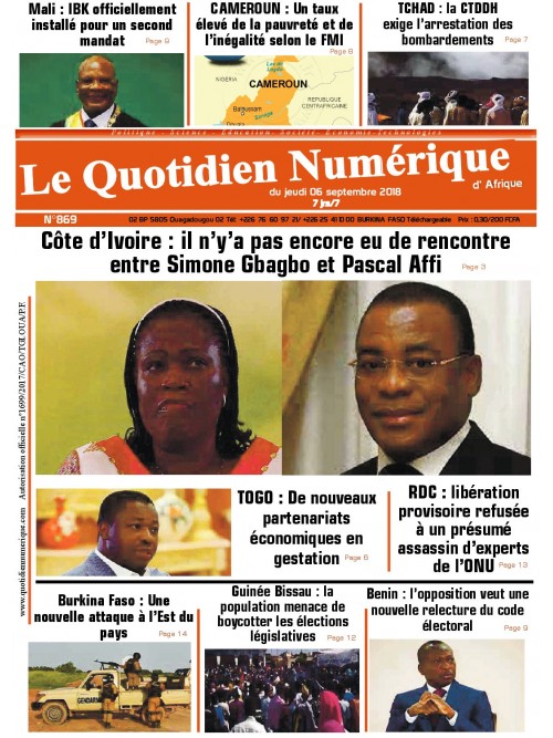 QUOTIDIEN NUMERIQUE D AFRIQUE
 06/09/2018