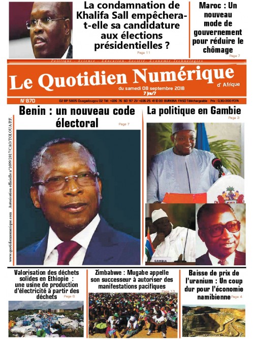 QUOTIDIEN NUMERIQUE D AFRIQUE
 08/09/2018