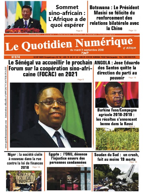 QUOTIDIEN NUMERIQUE D AFRIQUE
 11/09/2018