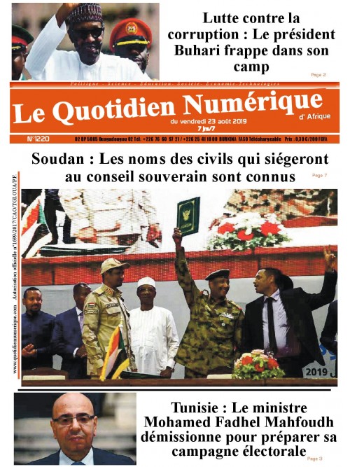 QUOTIDIEN NUMERIQUE D AFRIQUE
 23/08/2019