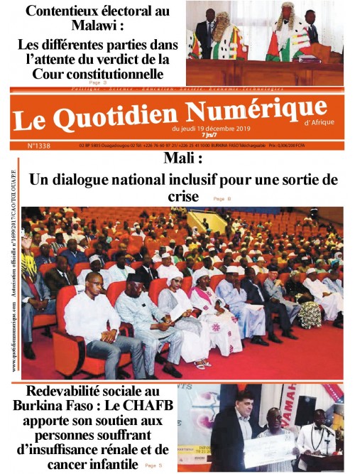 QUOTIDIEN NUMERIQUE D AFRIQUE
 19/12/2019