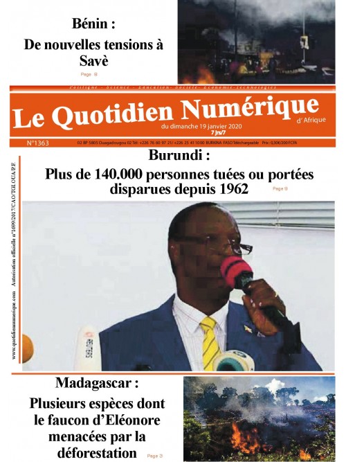 QUOTIDIEN NUMERIQUE D AFRIQUE
 19/01/2020