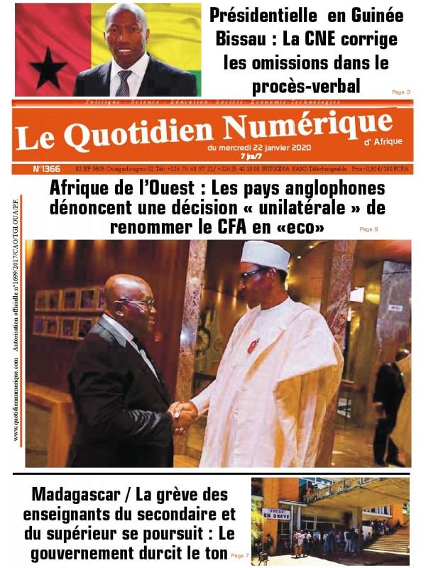 QUOTIDIEN NUMERIQUE D AFRIQUE
 22/01/2020