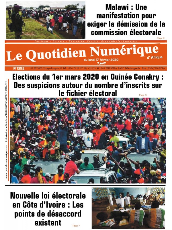 QUOTIDIEN NUMERIQUE D AFRIQUE
 17/02/2020