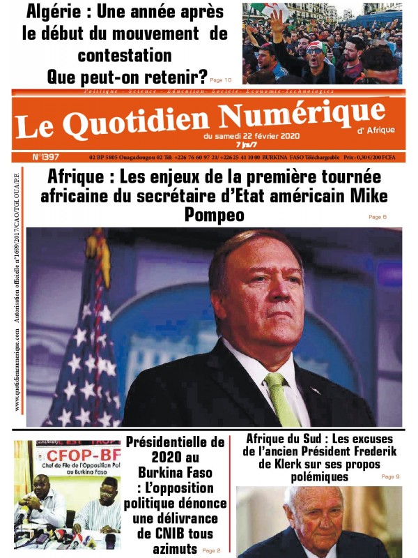 QUOTIDIEN NUMERIQUE D AFRIQUE
 22/02/2020