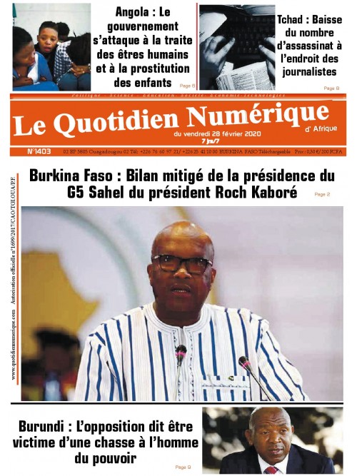 QUOTIDIEN NUMERIQUE D AFRIQUE
 28/02/2020