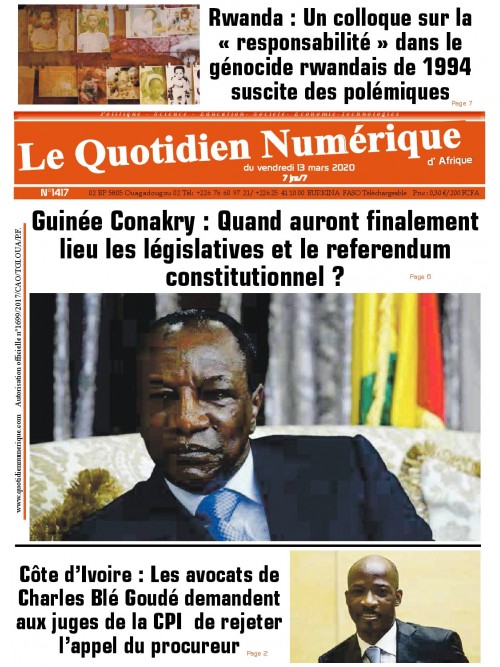 QUOTIDIEN NUMERIQUE D AFRIQUE
 13/03/2020