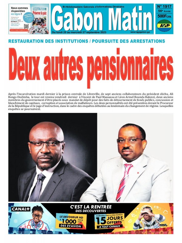 Gabon Matin 25/09/2023