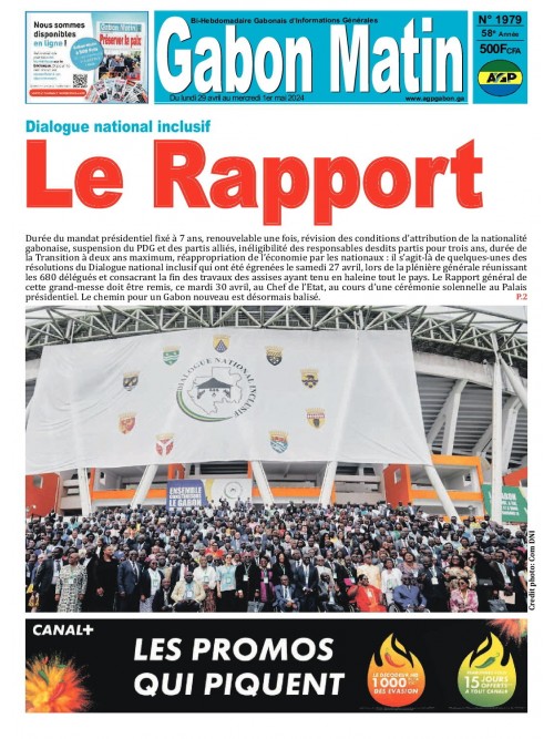 Gabon Matin 29/04/2024