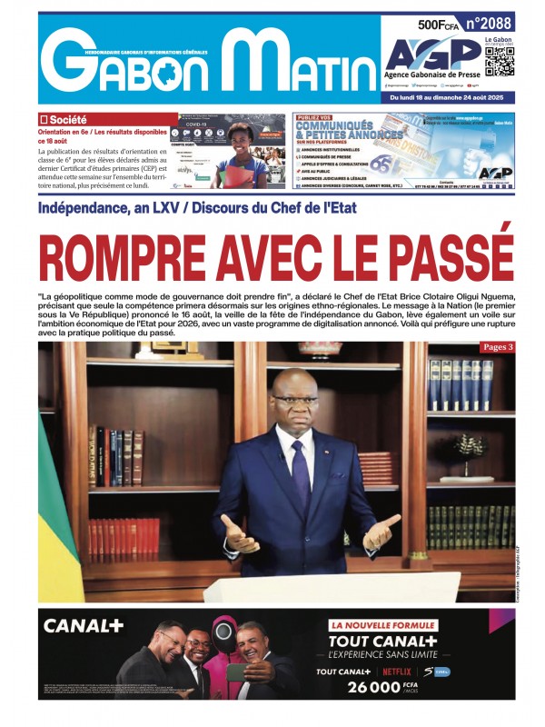Gabon Matin 18/08/2025