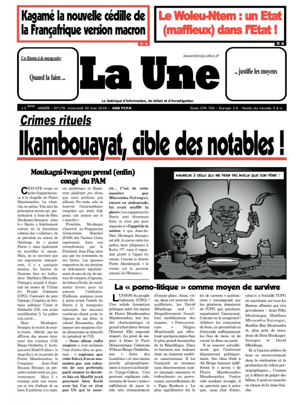 La Une 30/05/2018