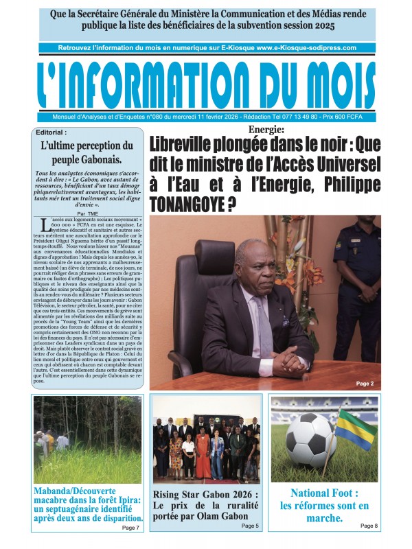 L'information du mois 11/02/2026