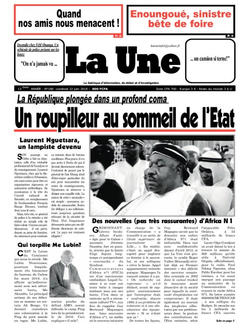 La Une 22/06/2018