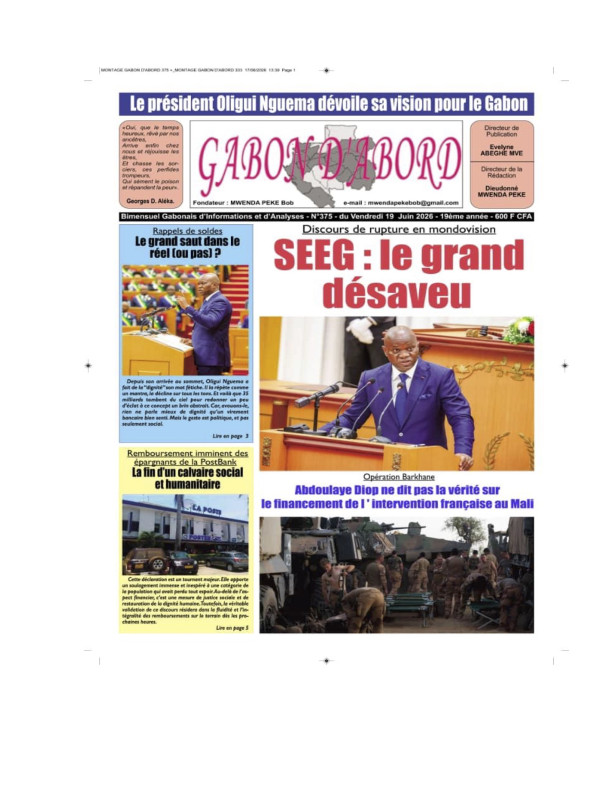 Gabon d'abord 19/06/2026