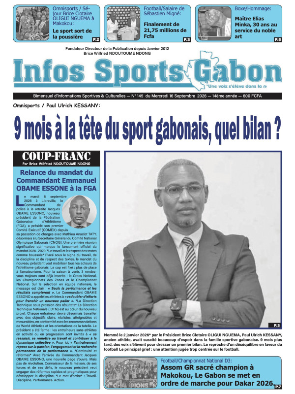 INFOS SPORTS GABON 16/09/2026